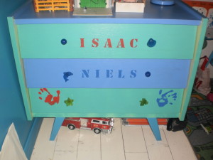 commode-vintage-bleue-et-verte