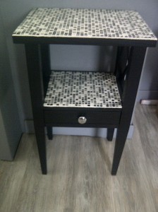 Meuble salle de bains - mosaique - gris-argent-noir- après